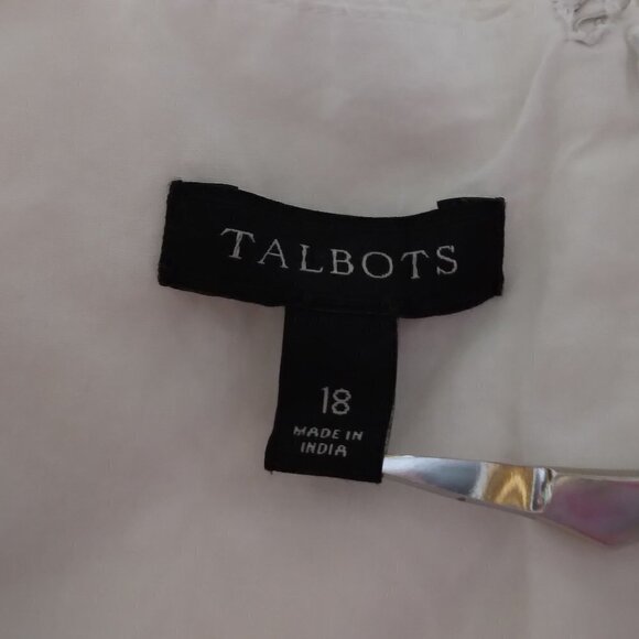 Talbots | Embroidered Eyelet Sheath Sleeveless Ivory White Dress | Size 18 - Picture 12 of 13